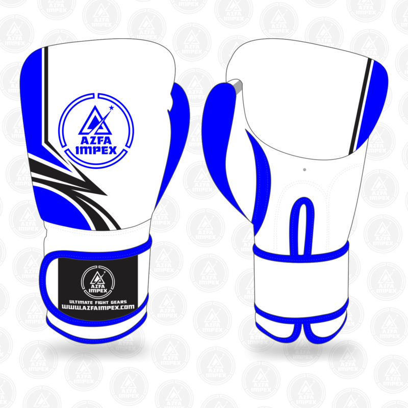 Boxing Gloves White with Blue