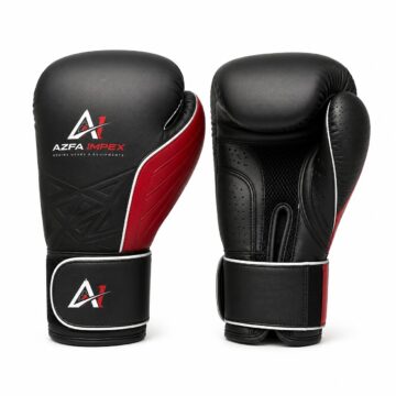 Black & Red Panel-Accented Boxing Training Gloves