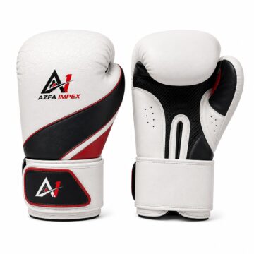 White, Black & Red Swoosh-Accented Boxing Training Gloves
