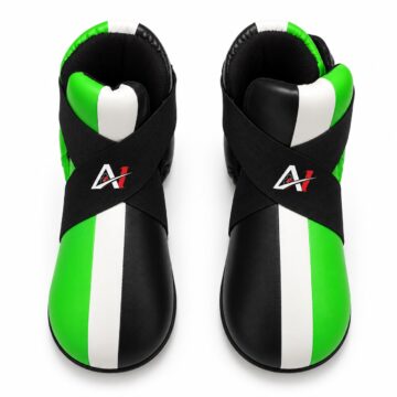 Black, Green & White Sparring Foot Protectors / Semi Shoes