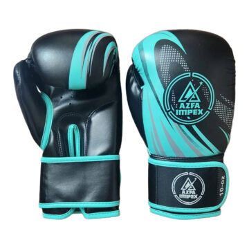 Black & Turquoise Dynamic Graphic Boxing Training Gloves