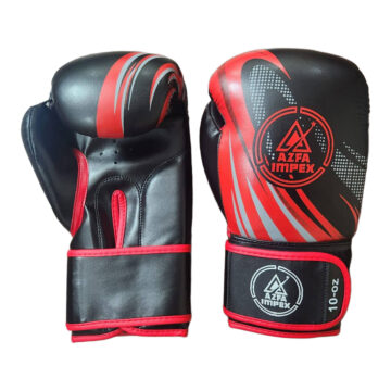 Black & Red Dynamic Graphic Boxing Training Gloves