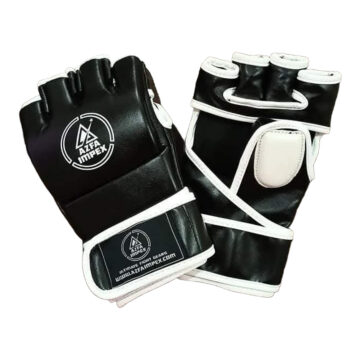Black & White Open-Palm MMA Training Gloves
