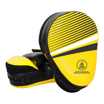 Yellow & Black Striped Curved Boxing Focus Pads