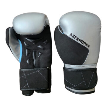 Silver & Black Two-Tone Boxing Training Gloves
