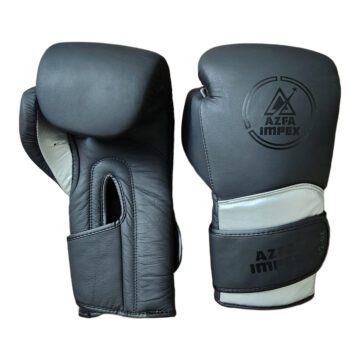 Matte Black & Silver Accent Boxing Training Gloves