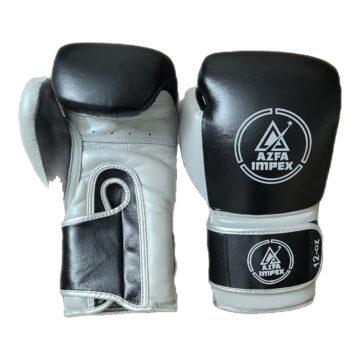 Unisex Matte Black & Silver Trim Boxing Training Gloves