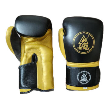 Black & Gold Leather Boxing Training Gloves