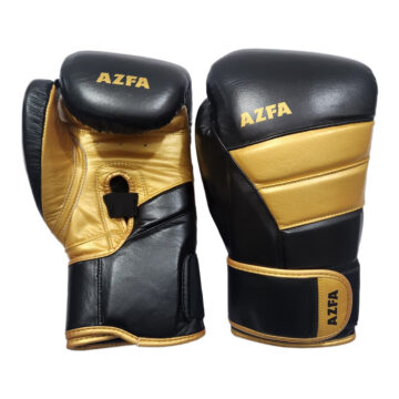 Black & Gold Segmented Leather Boxing Training Gloves