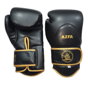 Unisex Matte Leather Boxing Gloves – Black & Gold Edition