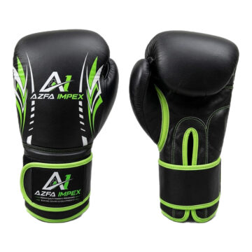 Black & Neon Green Block-Graphic Boxing Training Gloves