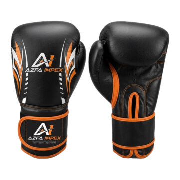 Black & Orange Graphic Boxing Training Gloves