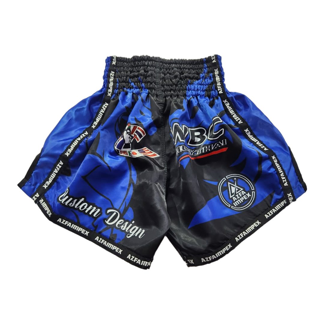 Blue & Black Graphic Muay Thai Boxing Shorts - Image 2