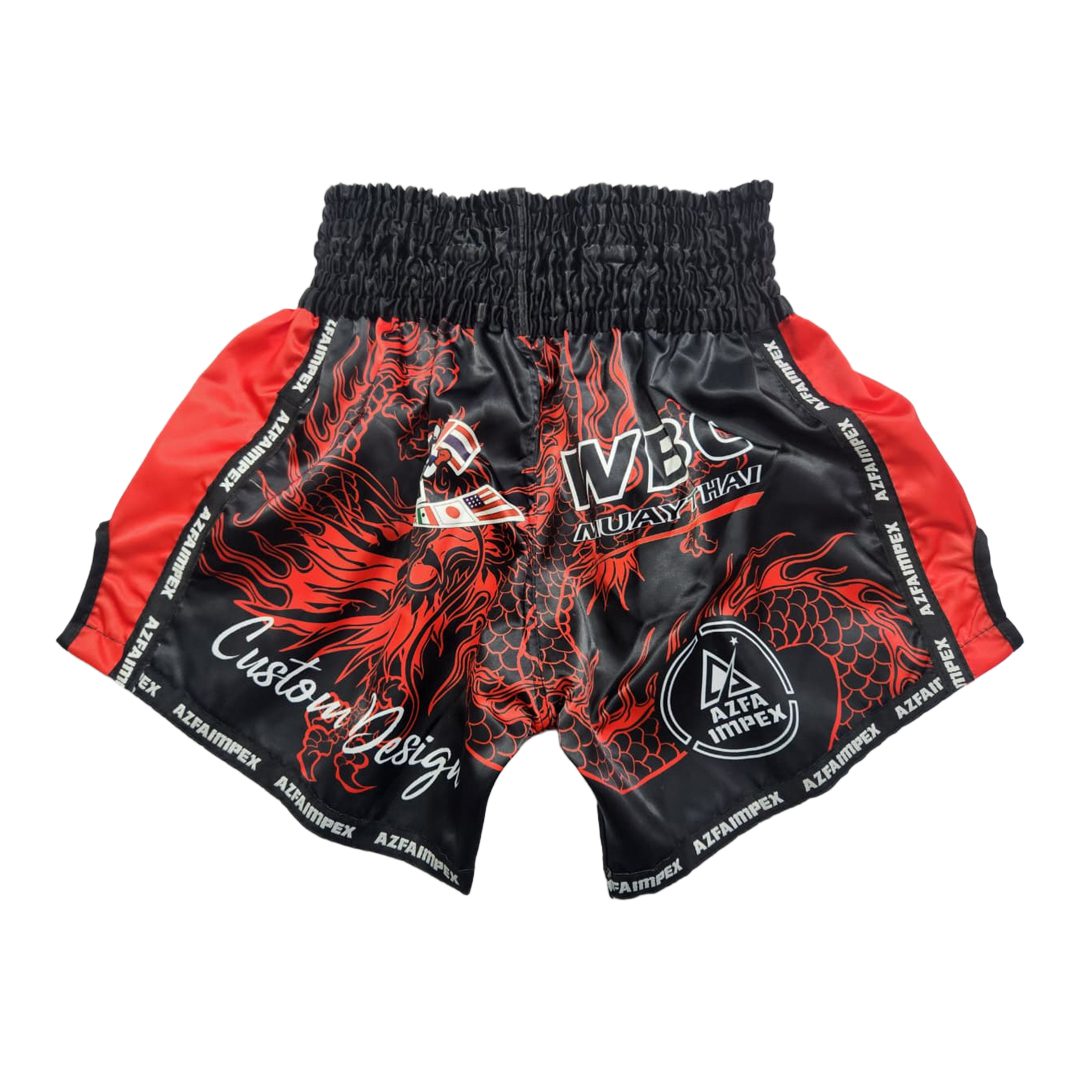Red & Black Dragon Graphic Muay Thai Boxing Shorts - Image 2