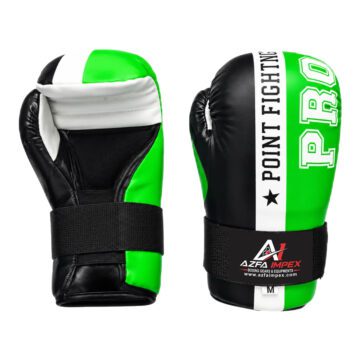 Black, Green & White "POINT FIGHTING" Pro Open Palm Sparring Gloves