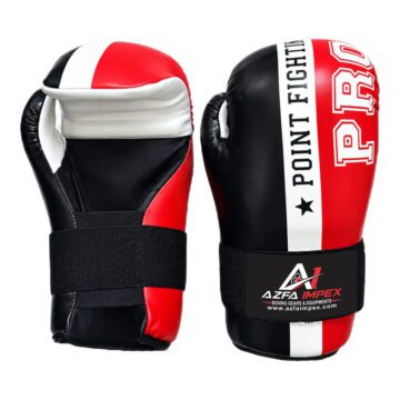 Black, Red & White "POINT FIGHTING" Pro Open Palm Sparring Gloves