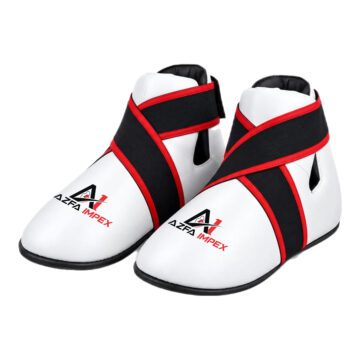 Solid White & Red Sparring Foot Protectors / Semi Shoes